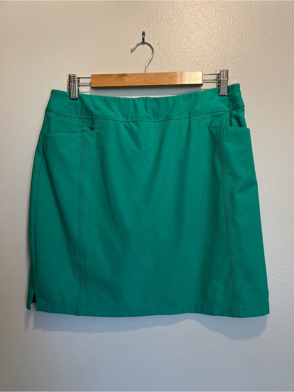 Adidas Green Stretch A-Line athletic Golf Skirt Skort Womens Medium Pockets